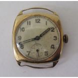 A Buren Eldis Gent's Wristwatch in 9ct gold 1920 Dennison case, needs attention