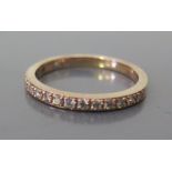 A 9ct Rose Gold and Diamond Half Eternity Ring, size L, 1.8g