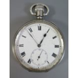 A George V Silver Open Dial Pocket Watch with keyless 15 jewel movement no. 19054, the enamel dial