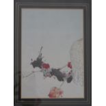 A Chinese? Picture of A Bird on Branch, signed, 20 x 14cm, framed and glazed