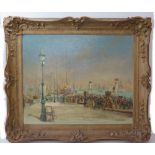 S.J. Iredale, Port Scene with Ferries, oil on board, gilt gesso frame, 53 x 43cm