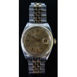 A Rolex Oyster Perpetual Datejust Gent's Wristwatch in gold and steel case and original 462/555