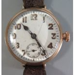 A Swiss Gent's 9ct Gold Dennison Cased Manual Wind Wristwatch, needs attention