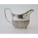 A George V Silver Creamer with reeded decoration, Birmingham 1916, GMRH, 61g