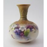 A Royal Worcester Floral Decorated vase, 11cm