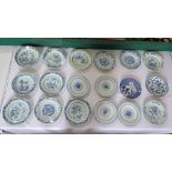 Eighteen Chinese Blue and White Plates, mainly 18th century