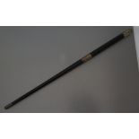 A Victorian Ebony and Silver Mounted Baton 'PRESENTED TO MR. RICHARD WHITE JNR. BY HIS PENZANCE