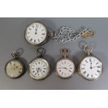 Five Silver Fob Watches (one running)