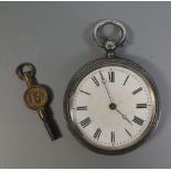 A Victorian Silver Cased Open Dial Pocket Watch, the key wound movement signed A.H. Drinkwater of