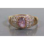 A 9ct Gold and Amethyst Dress Ring, size P.5, 2.3g