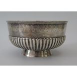 A Victorian Silver Sugar Bowl with fluted and foliate chased decoration, London 1882, William Evans,