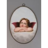 A Nineteenth Century Continental Porcelain Plaque decorated with Putto, 17 x 13cm