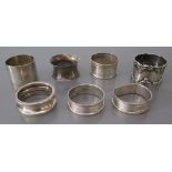 Seven Silver Napkin Rings, 112g