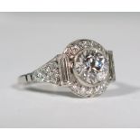 An Art Deco Diamond Ring in .950 Platinum Setting, principal stone 1.48ct (ETD. 2.05ct), size N, 3.