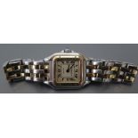 A Cartier Panthere Ladies Gold and Steel Wristwatch with original bracelet, case back marked 1120