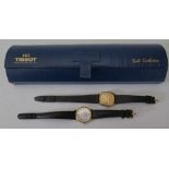 A Berne Ladies Quartz Wristwatch in gold plated case and one other by Grovana in a modern Tissot