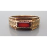 A 9ct Gold and Carnelian Ring, size P, 2.9g