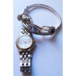 Two 9ct Dress Rings, 9K dress ring 8.9g, silver bangle and Accurist ladies watch