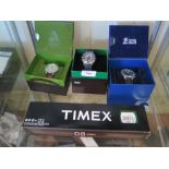 Three Quartz Gent's Wristwatches and digital (new old shop stock)