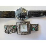 A 1950's Manual Wristwatch (running) and ladies silver fashion watch