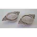 A Pair of Victorian Silver Mounted Cut Glass Salts, Birmingham 1900, H.B