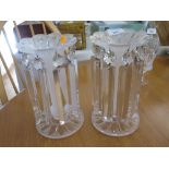 A Pair of Victorian Frosted Glass Table Lustres