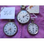 Three Ladies Silver Fob Watches