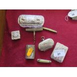A Silver Top Cut Glass Dressing Table Box, silver pill box and other oddments including stamp and