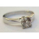 A .96ct Diamond Solitaire Engagement Ring in .950 platinum setting, size M.5, 6.7g