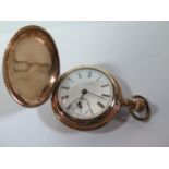An American Waltham Sterling Gold Plated Keyless Pocket Full Hunter Pocket Watch, the 55mm enamelled