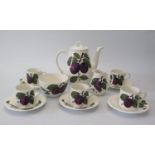 A Plichta Wemyss Plum Decorated Part Coffee Set