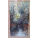 Frederick John Widgery (1861-1942), River Gorge Scene, gouache, 45 x 24cm, framed and glazed