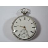 A Victorian Silver Keywound Open Dial Pocket Watch by J. Long Bradninch with chain driven fusee