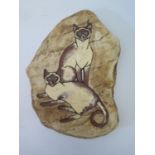A Wade Rock Plaque decorated with Burmese cats, 38 x 28cm. Never released as production.