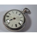 A William IV Silver Pair Cased Verge Chain Driven Fusee Pocket Watch, the enamelled dial with