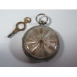 A Victorian Ladies Keywound Open Dial Pocket Watch, the 41mm dial with engine turned and chased