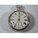 A Victorian Silver Pair Cased Verge Fusee Pocket Watch by Glover of Lincoln, the 57mm enamelled dial