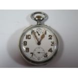 An Edward VII Zenith Silver Cased Keyless Open Dial Pocket Watch, the 48mm enamelled dial with