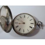 A Victorian Silver Cased Keywound Chain Driven Fusee Full Hunter Pocket Watch, the outer case with