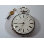 A Victorian Silver Cased Keywound Open Dial Pocket Watch Centre Second Chronometer, the 50mm