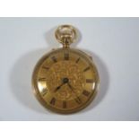 An 18ct Gold Keyless Fob Watch with double button wind set, the 40mm dial with Roman numerals, the