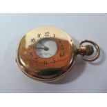 A Rolex Gold Plated Keyless Half Hunter Pocket Watch, the outer case with blue enamelled Arabic