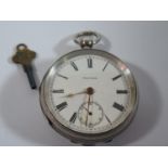 An Edward VII American Watch Co. Waltham Silver Cased Keywound Open Dial Pocket Watch, the enamelled