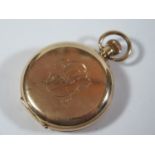 A Waltham Traveller Gold Plated Full Hunter Pocket Watch in Moon case, the 50mm enamelled dial