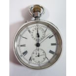 A Victorian Silver Cased Open Dial Keyless Pocket Watch Chronometer Stopwatch, 52mm dial, stamped .