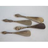 Four Silver Handled Shoe Horns