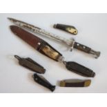 A Chromed Bayonet and various penknives