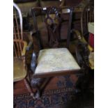 A Nineteenth Century Chippendale Style Mahogany Carver Chair