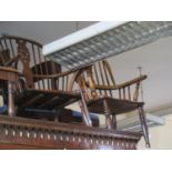 A Nineteenth Century Elm Seated Windsor Chair and one damaged