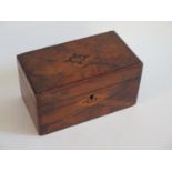 A Victorian Walnut and Inlaid Twin Compartment Tea Caddy